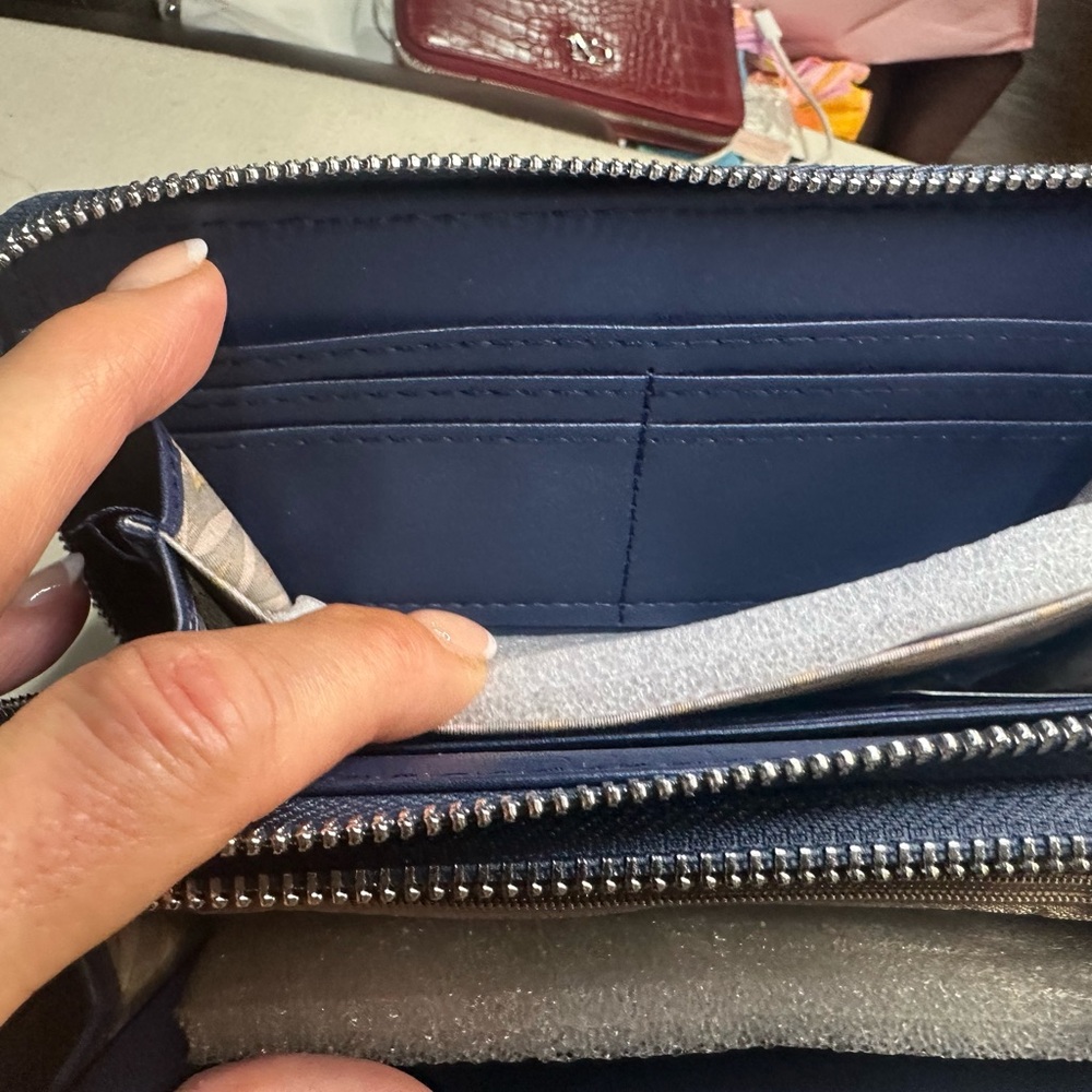 NWT Christian Lacroix Navy Blue Suede Wristlet Wallet - Picture 4 of 8
